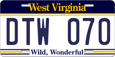 WV license plate DTW070