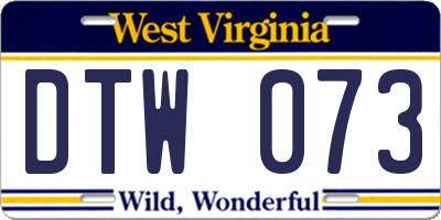 WV license plate DTW073