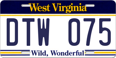 WV license plate DTW075