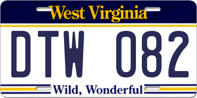 WV license plate DTW082