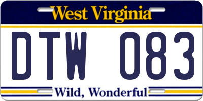 WV license plate DTW083