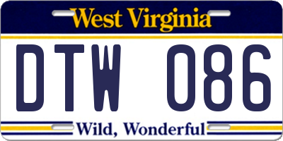 WV license plate DTW086