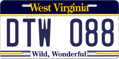 WV license plate DTW088