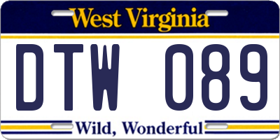 WV license plate DTW089