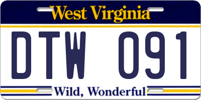 WV license plate DTW091