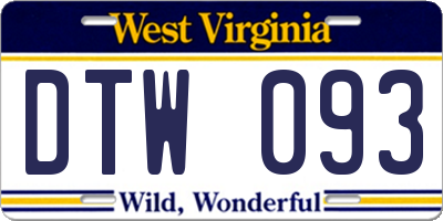 WV license plate DTW093