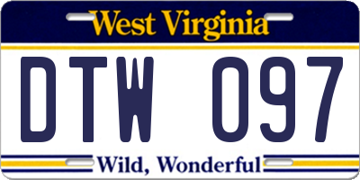 WV license plate DTW097
