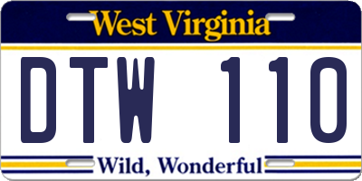 WV license plate DTW110