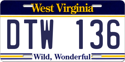 WV license plate DTW136