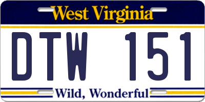 WV license plate DTW151