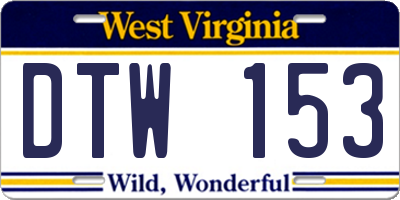 WV license plate DTW153