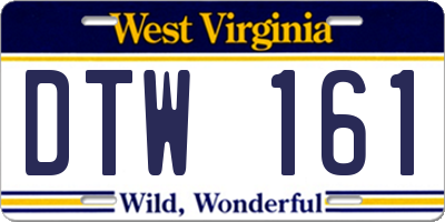 WV license plate DTW161