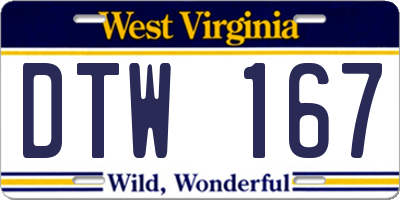 WV license plate DTW167