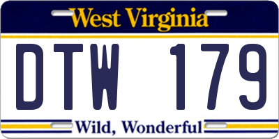 WV license plate DTW179