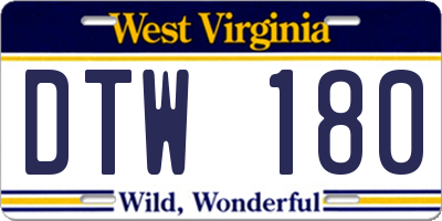 WV license plate DTW180