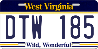 WV license plate DTW185