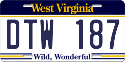 WV license plate DTW187