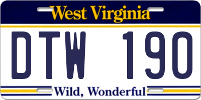WV license plate DTW190