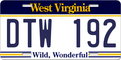 WV license plate DTW192