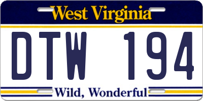 WV license plate DTW194