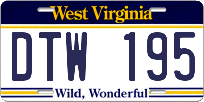 WV license plate DTW195