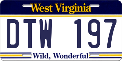 WV license plate DTW197