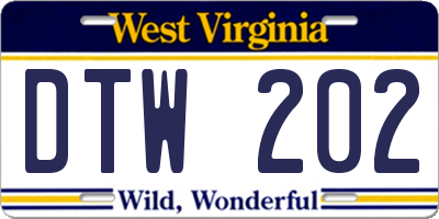 WV license plate DTW202