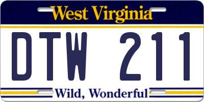 WV license plate DTW211