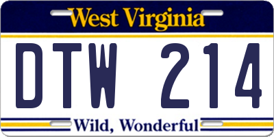 WV license plate DTW214