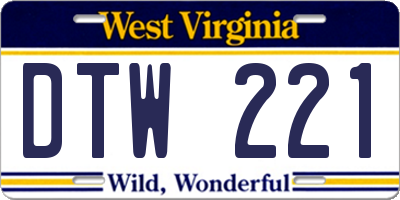 WV license plate DTW221