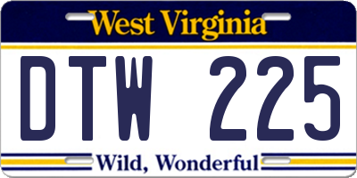 WV license plate DTW225
