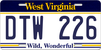 WV license plate DTW226