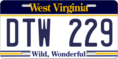 WV license plate DTW229