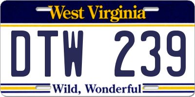WV license plate DTW239