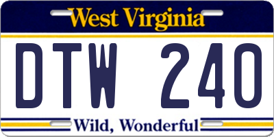 WV license plate DTW240