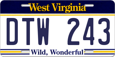 WV license plate DTW243