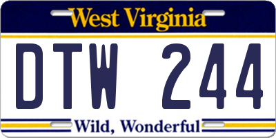 WV license plate DTW244