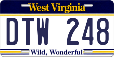 WV license plate DTW248