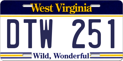 WV license plate DTW251