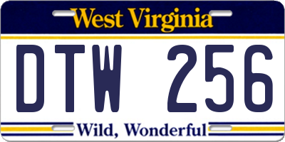 WV license plate DTW256
