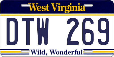WV license plate DTW269