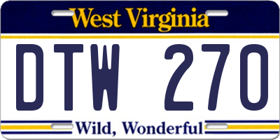 WV license plate DTW270
