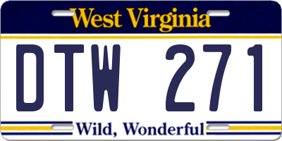 WV license plate DTW271