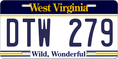 WV license plate DTW279