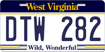 WV license plate DTW282