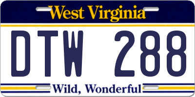WV license plate DTW288