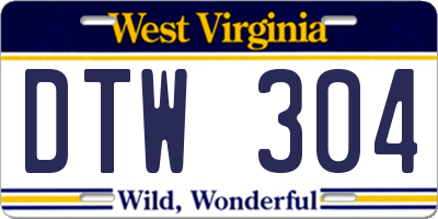 WV license plate DTW304