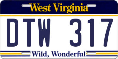 WV license plate DTW317