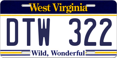 WV license plate DTW322