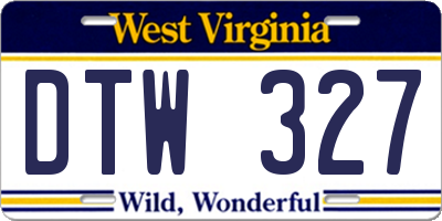 WV license plate DTW327